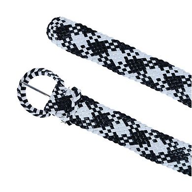 CTM Women's 1 7/8 Inch Wide Braided Plaid Belt with Matching Buckle