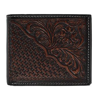 American Bison Men's Hand Tooled Leather Bifold Wallet