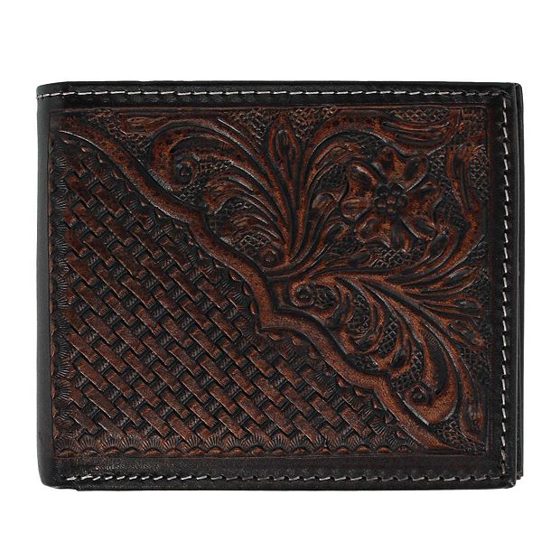 American Bison Men's Hand Tooled Leather Bifold Wallet