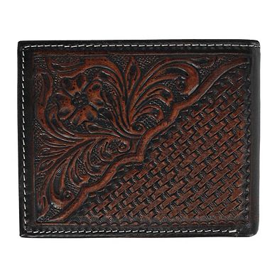 American Bison Men's Hand Tooled Leather Bifold Wallet