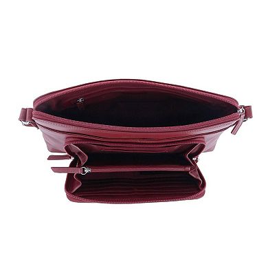 Women's Leather Shoulder Bag Purse W/ Side Organizer (larger Version)
