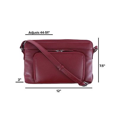 Women's Leather Shoulder Bag Purse W/ Side Organizer (larger Version)
