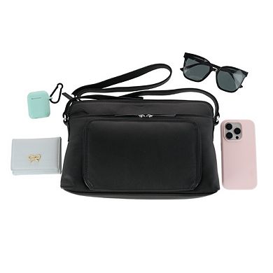 CTM Women's Leather Shoulder Bag Purse w/ Side Organizer (Larger Version)