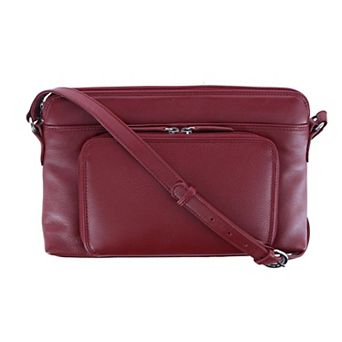 Women's Leather Shoulder Bag Purse W/ Side Organizer (larger Version)