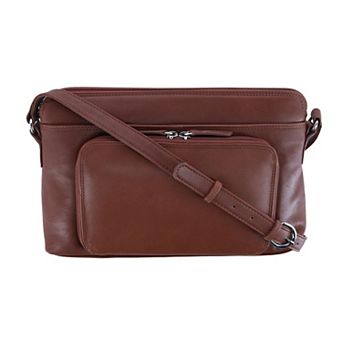 Women's Leather Shoulder Bag Purse W/ Side Organizer (larger Version)