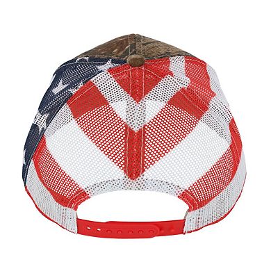 Kati Men's Real tree Camo Trucker Hat with American Flag Mesh Back