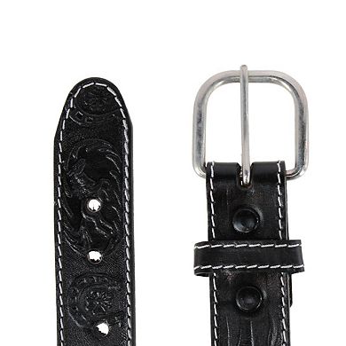 CTM Boy's Leather Rodeo Tooled Western Belt