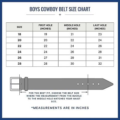 CTM Boy's Leather Rodeo Tooled Western Belt