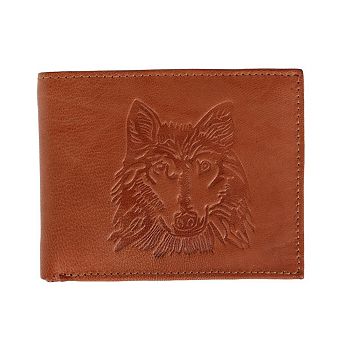 CTM Men's RFID Wolf Embossed Bifold Wallet