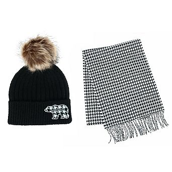 David and Young Women's Mama Bear Winter Beanie with Matching Houndstooth Scarf Set