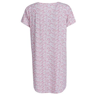 Gabriella Women's Plus Size Patterned Short Sleeve Sleep Gown