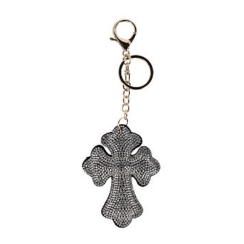 CTM Women's Iridescent Crystal Cross Bag Charm/Key Chain