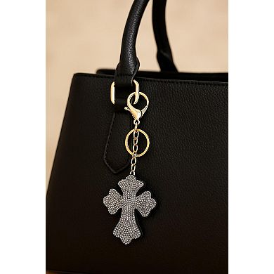 CTM Women's Iridescent Crystal Cross Bag Charm/Key Chain