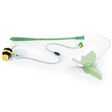Catstages Interchangeable Wand Moth & Bee Interactive Cat Toy