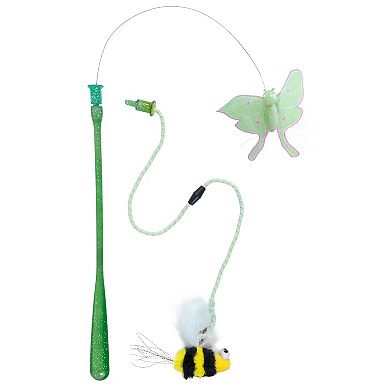 Catstages Interchangeable Wand Moth & Bee Interactive Cat Toy