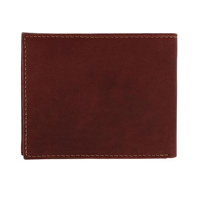 American Bison Men's Oil Pull Up Leather Slim Bifold Wallet