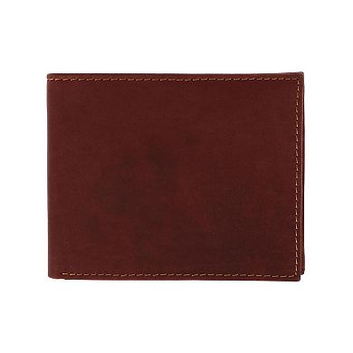 American Bison Men's Oil Pull Up Leather Slim Bifold Wallet
