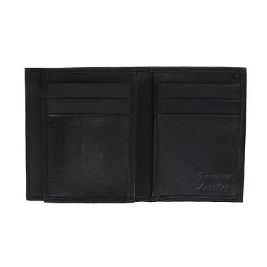 CTM Men's Lambskin Bifold Wallet with Center Flap