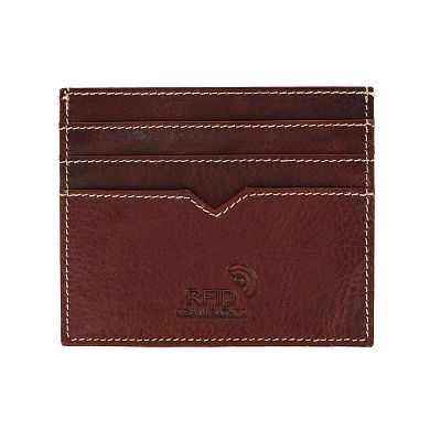 American Bison Men's Oil Pull Up Leather RFID Slim Card Case Wallet