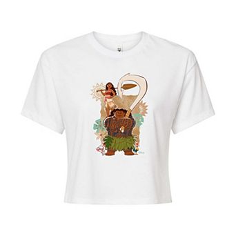 Juniors' Disney's Moana & Maui Cropped Tee