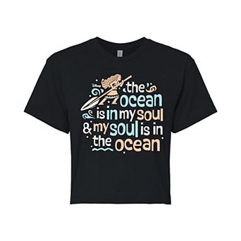 Juniors' Disney's Moana The Ocean Is In My Soul Cropped Tee