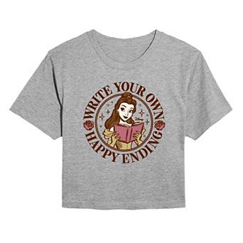 Juniors' Disney Beauty and the Beast Belle Write Your Own Happy Ending Cropped Tee