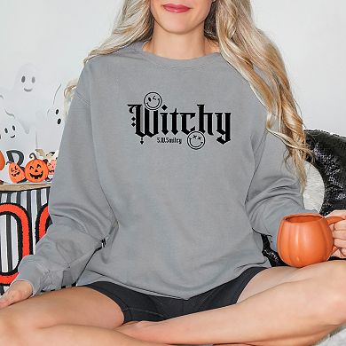 S.W.Smiley Witchy Bold - Women's Garment Dyed Graphic Sweatshirt