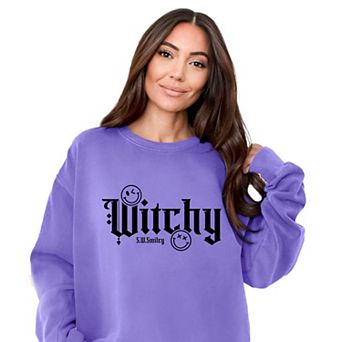 S.W.Smiley Witchy Bold - Women's Garment Dyed Graphic Sweatshirt