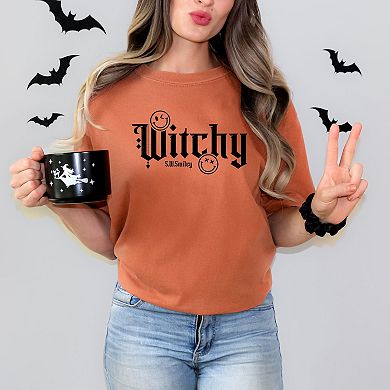 S.W.Smiley Witchy Bold - Women's Garment Dyed Graphic T-Shirt