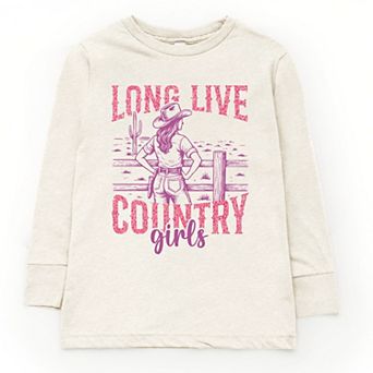 Long Live Country Girls Glitter - Youth Long Sleeve Graphic T-Shirt