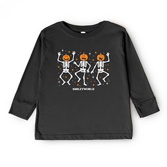 SmileyWorld Dancing Skeleton Pumpkins - Youth Long Sleeve Graphic T-Shirt