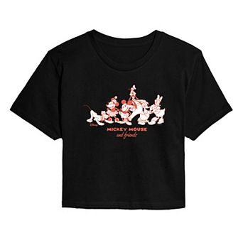 Juniors' Disney's Mickey Mouse & Friends Cropped Tee