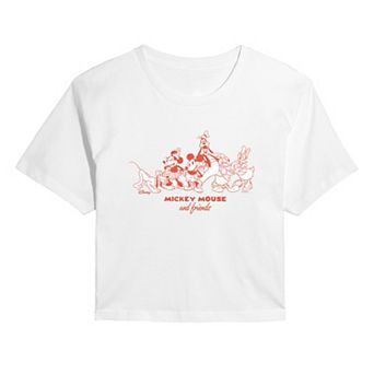 Juniors' Disney's Mickey Mouse & Friends Cropped Tee