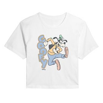 Juniors' Disney's Goofy Distressed Cropped Tee