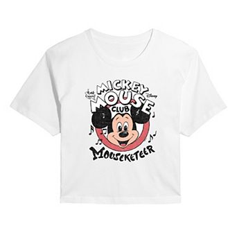 Juniors' Disney's Mickey Mouse Club Mouseketeer Cropped Tee