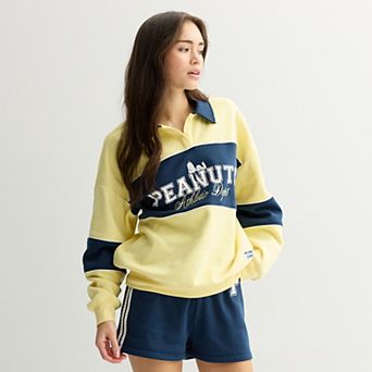 Juniors' Peanuts Athletic Department Snoopy Rugby Fleece Pullover
