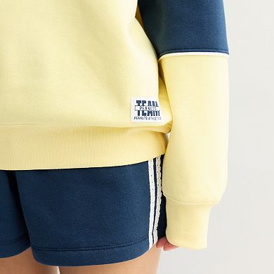 Juniors' Peanuts Athletic Department Snoopy Rugby Fleece Pullover