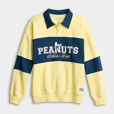Juniors' Peanuts Athletic Department Snoopy Rugby Fleece Pullover