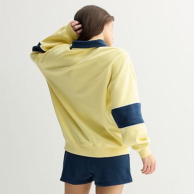 Juniors' Peanuts Athletic Department Snoopy Rugby Fleece Pullover