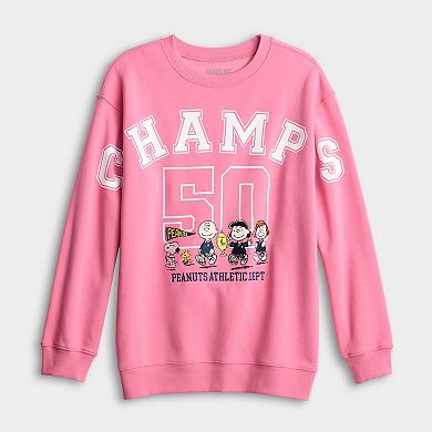 Juniors' Peanuts Athletic Dept. Champs Graphic Fleece Pullover