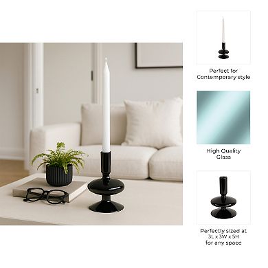 Modern Sculptural Glass Candle Holder with Rounded Accent Base