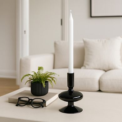 Modern Sculptural Glass Candle Holder with Rounded Accent Base