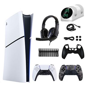 PS5 Slim Digital Console with Additional DualSense Controller & Accessories Kit