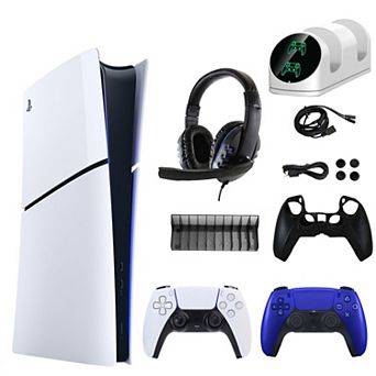 PS5 Slim Digital 825GB Console with Additional DualSense Controller & Accessories Kit