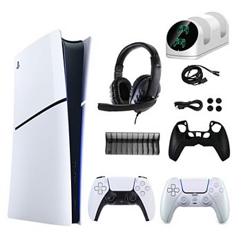 PS5 Slim Digital Console with Additional DualSense Controller & Accessories Kit