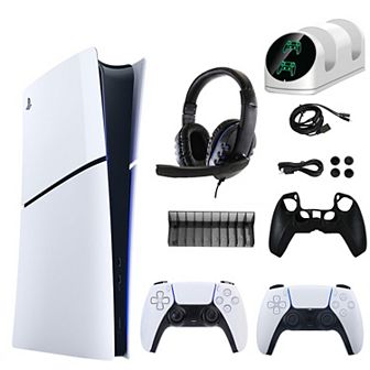 PS5 Slim Digital Console with Additional DualSense Controller & Accessories Kit