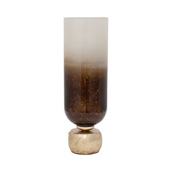 Glass, 19" Ombre Candleholder On Base, Ivory/gold