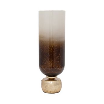 Glass, 19" Ombre Candleholder On Base, Ivory/gold