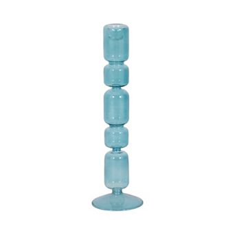 Modern Candle Holder with Stacked Sculptural Glass Base