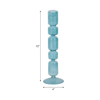 Modern Candle Holder with Stacked Sculptural Glass Base